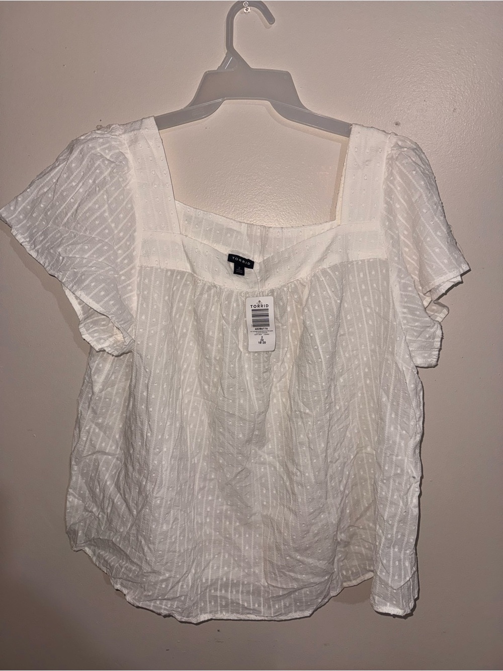 torrid White Swiss Dot Square Neck Peasant Blouse